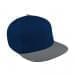 Navy Flat Brim High Crown-Light Gray Button, Visor