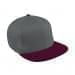 Light Gray Flat Brim High Crown-Burgundy Button, Visor