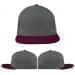 USA Made Light Gray-Burgundy Flat Brim High Crown Cap