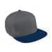 Light Gray Flat Brim High Crown-Navy Button, Visor