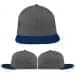 USA Made Light Gray-Navy Flat Brim High Crown Cap