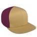 Khaki Flat Brim High Crown-Burgundy Back Half
