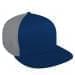 Navy Flat Brim High Crown-Light Gray Back Half