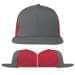 USA Made Light Gray-Red Flat Brim High Crown Cap