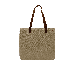 USA Made Natural Leather Handle Zipper Pocket Natural Canvas Tote