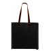 Black Leather Handle Zipper Pocket Cotton Twill Gusset