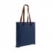 Navy Leather Handle Zip Top Cotton Twill Gusset