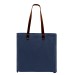 Navy Leather Handle Zip Top Cotton Twill Gusset