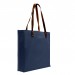 Navy Leather Handle Zipper Pocket Domestic Twill Tote