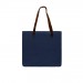 Navy Leather Handle Zipper Pocket Domestic Twill Tote