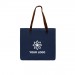 Navy Leather Handle Zipper Pocket Domestic Twill Tote